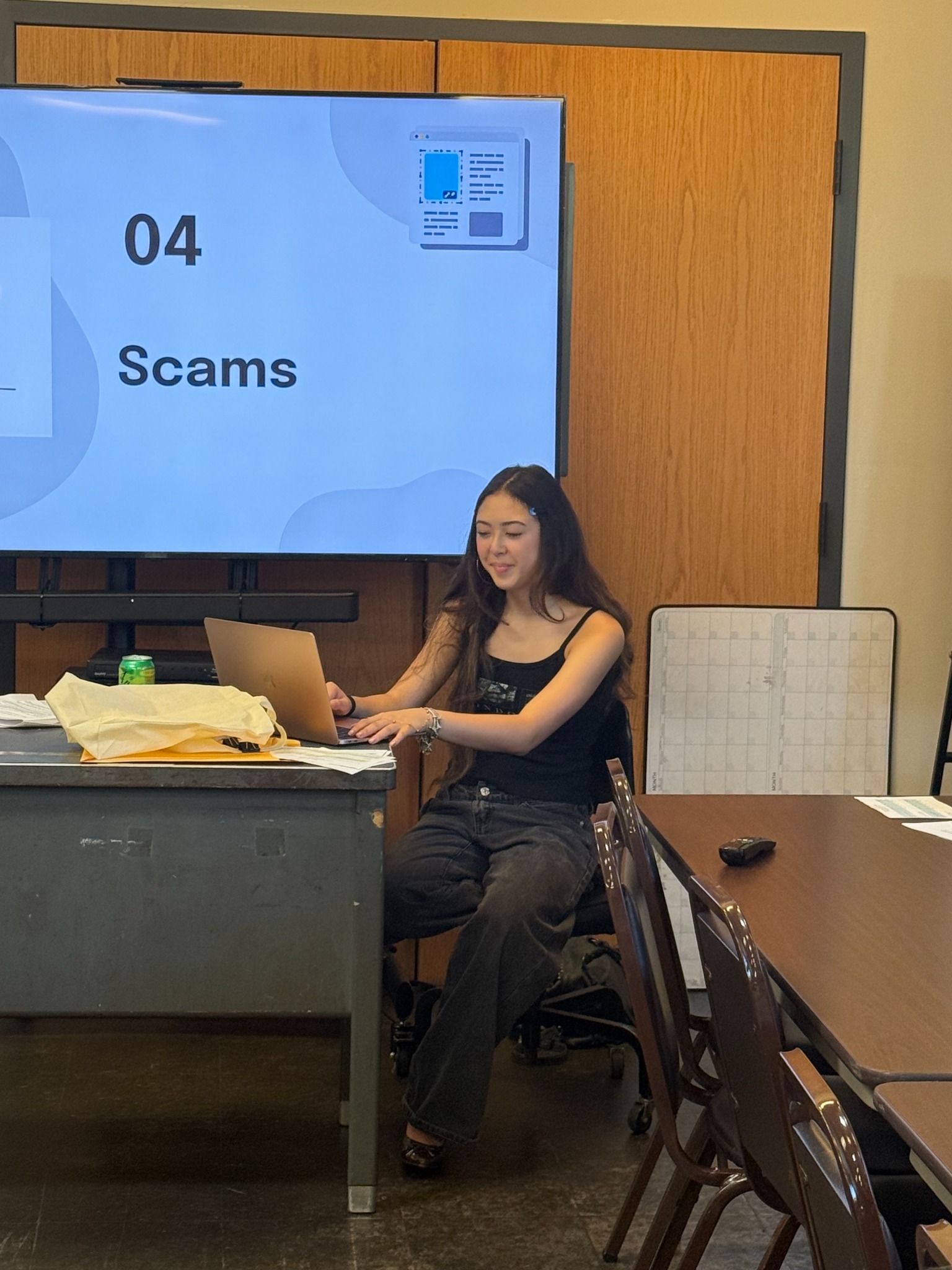 Alia presenting the scams section