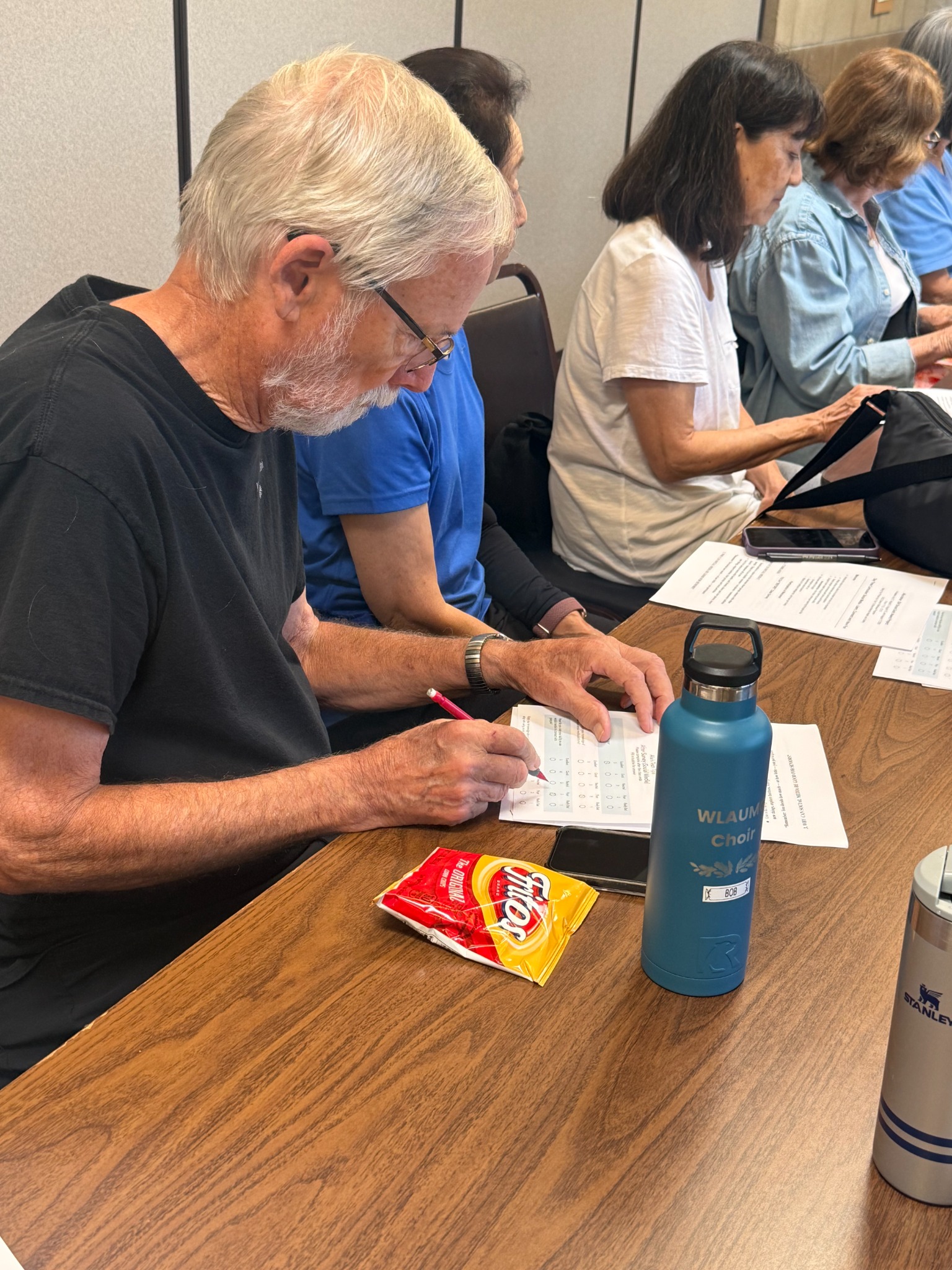 Class participant completing a survey